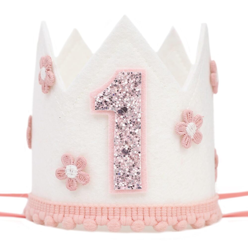 5640 Daisy 1st Birthday Crown - Pink Floral First Birthday Decoration